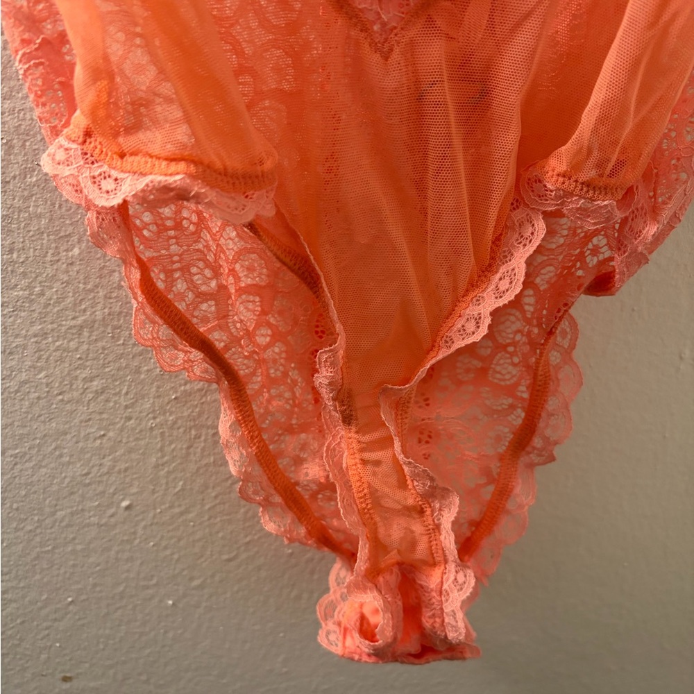 Lace-Up Orange Lace Victoria Secret Bodysuit - Picture 7 of 9